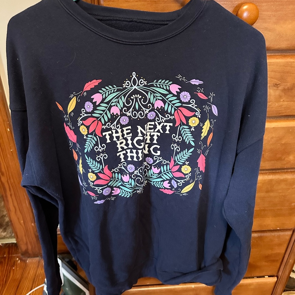 Blue and Pink Graphic Long Sleeve Sweatshirt